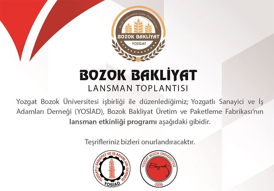 Bozok Bakliyat Üretim ve Paketleme Fabrikası Lansmana Çıkıyor