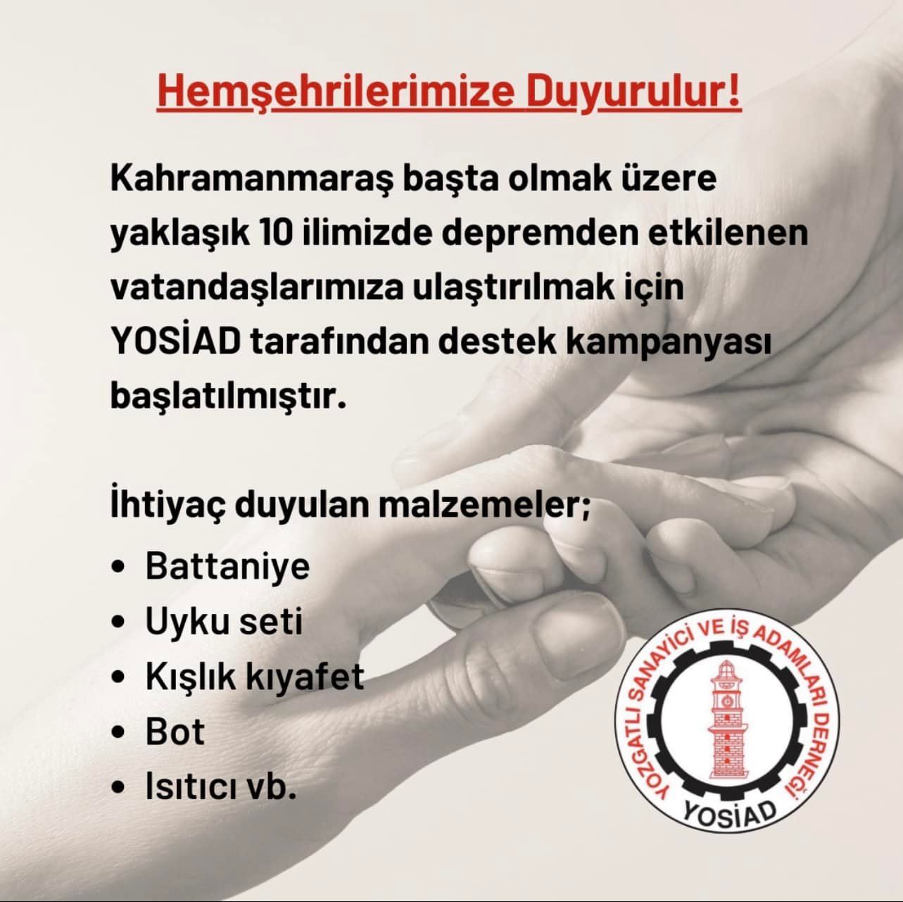Deprem Seferberliği Duyurusu